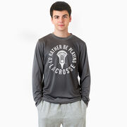 Guys Lacrosse Long Sleeve Performance Tee - I'd Rather Be Playing Lacrosse