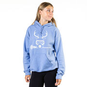 Girls Lacrosse Hooded Sweatshirt - Lax Girl Reindeer