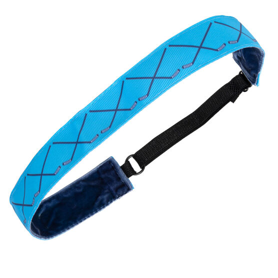 Hockey Juliband Non-Slip Headband - Hockey Crossed Sticks Blue