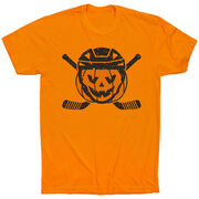 Hockey Short Sleeve T-Shirt - Helmet Pumpkin