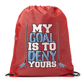 Hockey Drawstring Backpack My Goal Is To Deny Yours (Blue/Black)