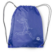 Soccer Drawstring Backpack - Soccer Girl Player Sketch