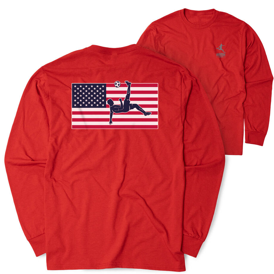 Soccer Tshirt Long Sleeve - Patriotic Soccer (Back Design)