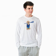 Guys Lacrosse Long Sleeve Performance Tee - Laxer the Lacrosse Dog