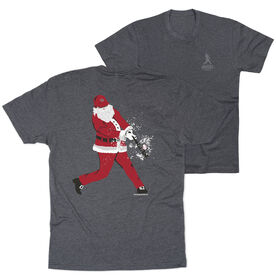 Baseball Short Sleeve T-Shirt - Home Run Santa (Back Design) [Youth Large/Charcoal] - SS