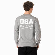 Guys Lacrosse Tshirt Long Sleeve - USA(Back Design)