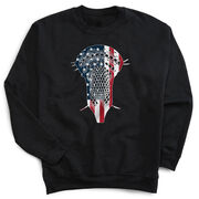 Guys Lacrosse Crewneck Sweatshirt - Patriotic Stick