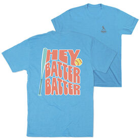 Softball Short Sleeve T-Shirt - Hey Batter Batter (Back Design)