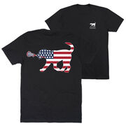 Girls Lacrosse Short Sleeve T-Shirt - Patriotic LuLa the Lax Dog (Back Design)