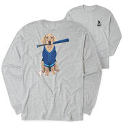 Baseball Tshirt Long Sleeve - Dinger the Baseball Dog (Back Design)