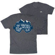 Skiing Short Sleeve T-Shirt - The Mountains Are Calling (Back Design)