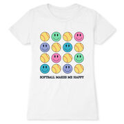 Softball Women's Everyday Tee - Softball Makes Me Happy