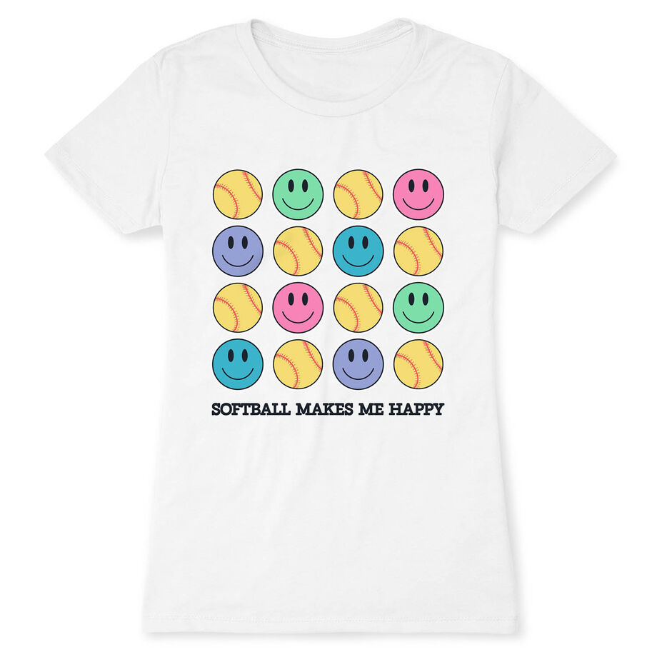 Softball Women's Everyday Tee - Softball Makes Me Happy