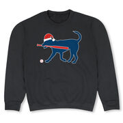 Baseball Crew Neck Sweatshirt - Christmas Baseball Dog