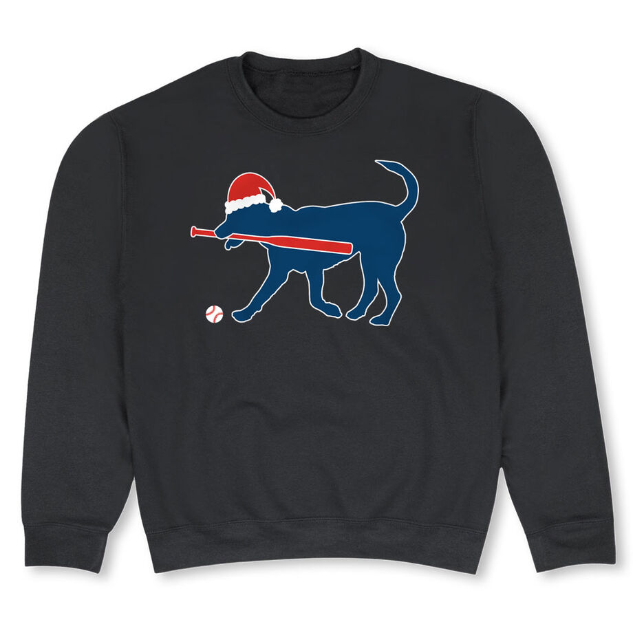 Baseball Crewneck Sweatshirt - Christmas Baseball Dog - Personalization Image