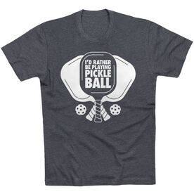 Pickleball Short Sleeve T-Shirt - I'd Rather Be Playing Pickleball [Adult Small/Charcoal] - SS