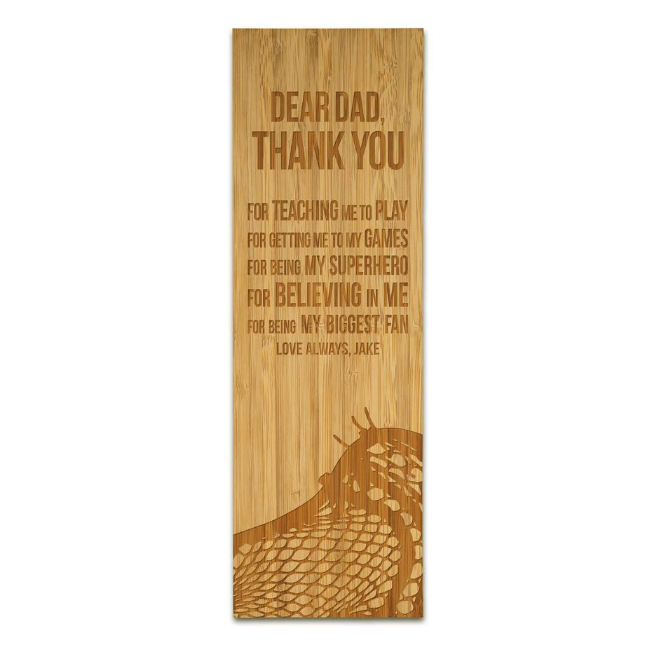 Guys Lacrosse 12.5" X 4" Engraved Bamboo Removable Wall Tile - Dear Dad - Personalization Image