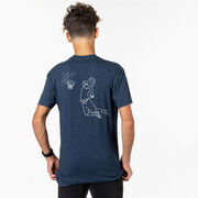 Basketball Short Sleeve T-Shirt - Basketball Player Sketch (Back Design)