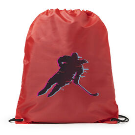 Hockey Drawstring Backpack - Hockey Girl Glitch