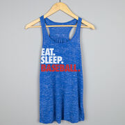 Baseball Flowy Racerback Tank Top - Eat Sleep Baseball (Bold Text)