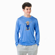 Hockey Long Sleeve Performance Tee - Puck The Hockey Dog