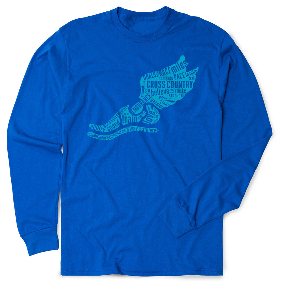 Cross Country Tshirt Long Sleeve - Winged Foot Inspirational Words