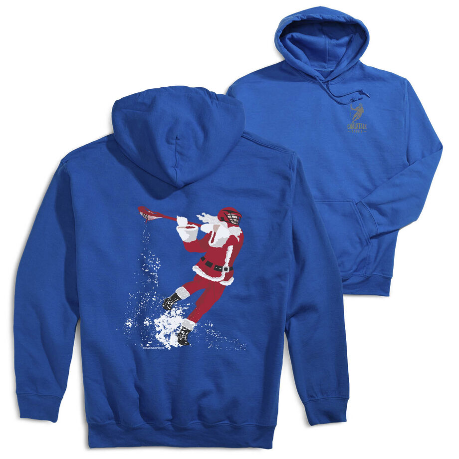 Guys Lacrosse Hooded Sweatshirt - Santa Laxer (Back Design)