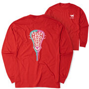 Girls Lacrosse Tshirt Long Sleeve - Lacrosse Stick Heart (Back Design)