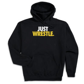 Wrestling Hooded Sweatshirt - Just Wrestle [Adult Large/Black] - SS