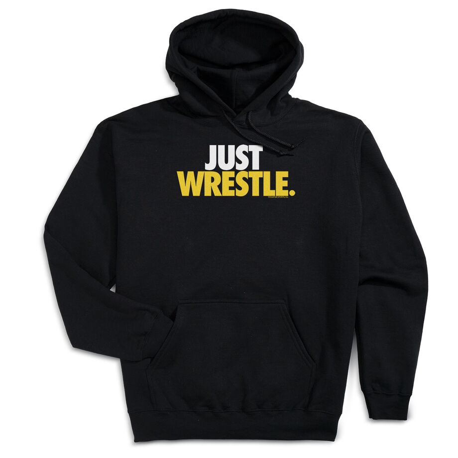 Wrestling Hooded Sweatshirt - Just Wrestle [Adult X-Large/Black] - SS