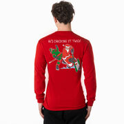 Hockey Tshirt Long Sleeve - He's Checking It Twice (Back Design) 