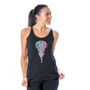 Girls Lacrosse Women's Everyday Tank Top - Lacrosse Stick Heart Pink Teal White