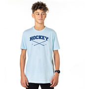 Hockey Tshirt Short Sleeve Hockey Crossed Sticks Logo