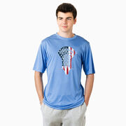 Guys Lacrosse Short Sleeve Performance Tee - Patriotic Stick