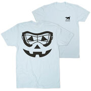 Girls Lacrosse Short Sleeve Tee - Lacrosse Goggle Pumpkin Face (Back Design)