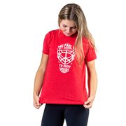 Hockey Short Sleeve T-Shirt - My Goal is to Deny Yours Goalie Mask