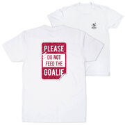 Hockey Short Sleeve T-Shirt - Don't Feed The Goalie (Back Design)