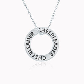 Sterling Silver Cheerleader Message Ring Necklace