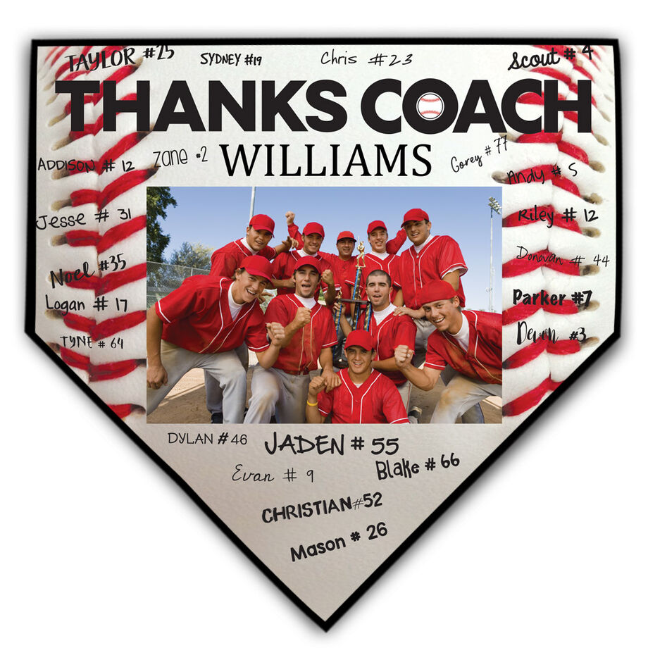 Baseball Home Plate Plaque - Thank You Coach Photo Autograph