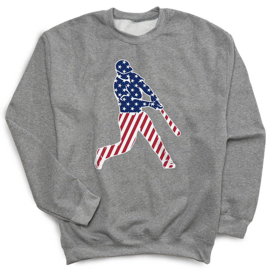 Baseball Crewneck Sweatshirt - Baseball Stars and Stripes Player