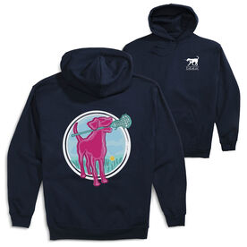 Girls Lacrosse Hooded Sweatshirt - Lacrosse Dog with Girl Stick (Back Design)