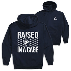 Baseball Hooded Sweatshirt - Raised In a Cage (Back Design) [Adult Large/Navy] - SS