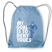 Guys Lacrosse Drawstring Backpack - My Goal Is To Deny Yours Defenseman