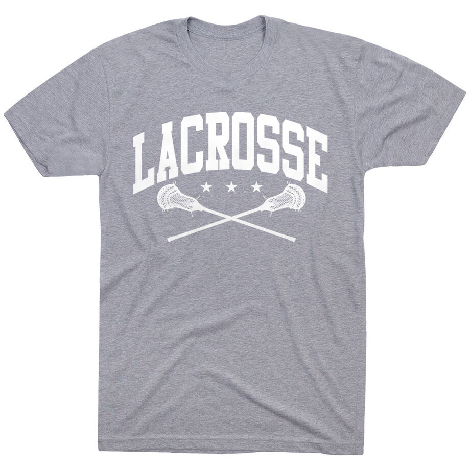 Guys Lacrosse Short Sleeve T-Shirt - Crossed Sticks - Personalization Image