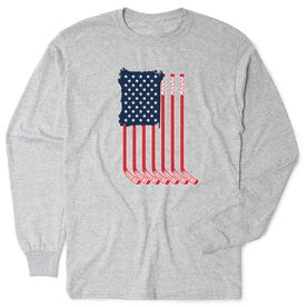 Hockey Tshirt Long Sleeve - American Flag