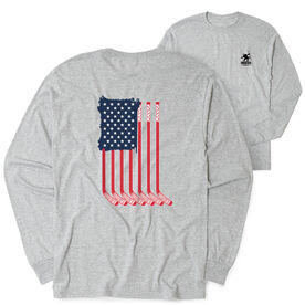 Hockey Tshirt Long Sleeve - American Flag (Back Design)