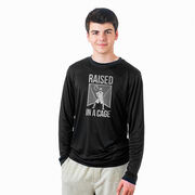 Guys Lacrosse Long Sleeve Performance Tee - Raised In a Cage