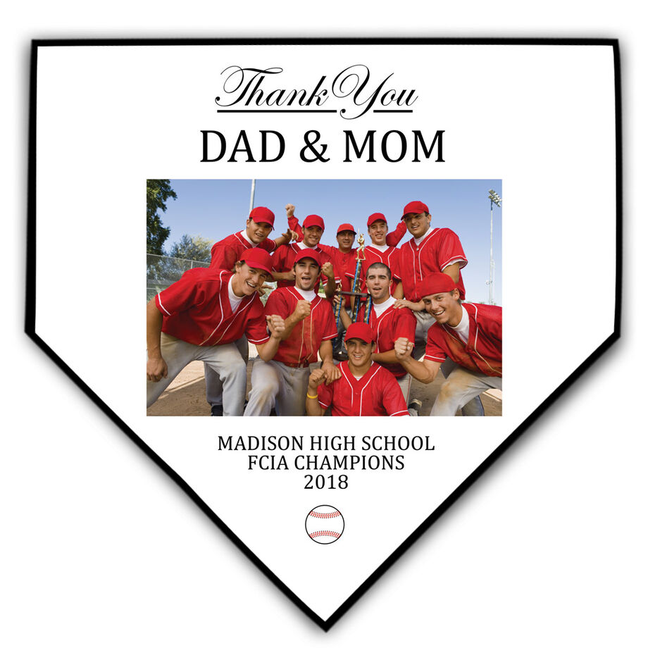 Baseball Home Plate Plaque - Thank You With Photo