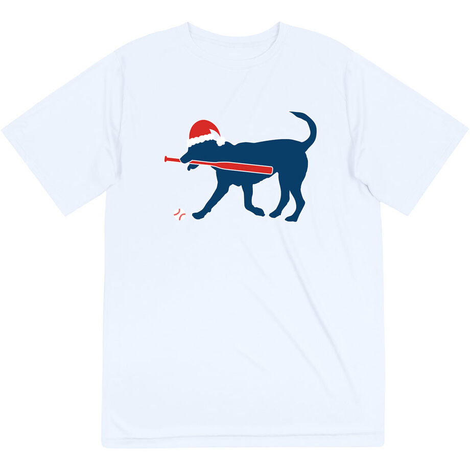 Baseball Short Sleeve Performance Tee - Play Ball Christmas Dog - Personalization Image