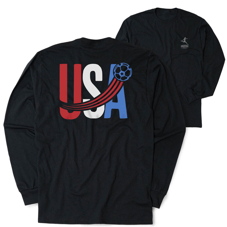 Soccer Tshirt Long Sleeve - USA Patriotic (Back Design)